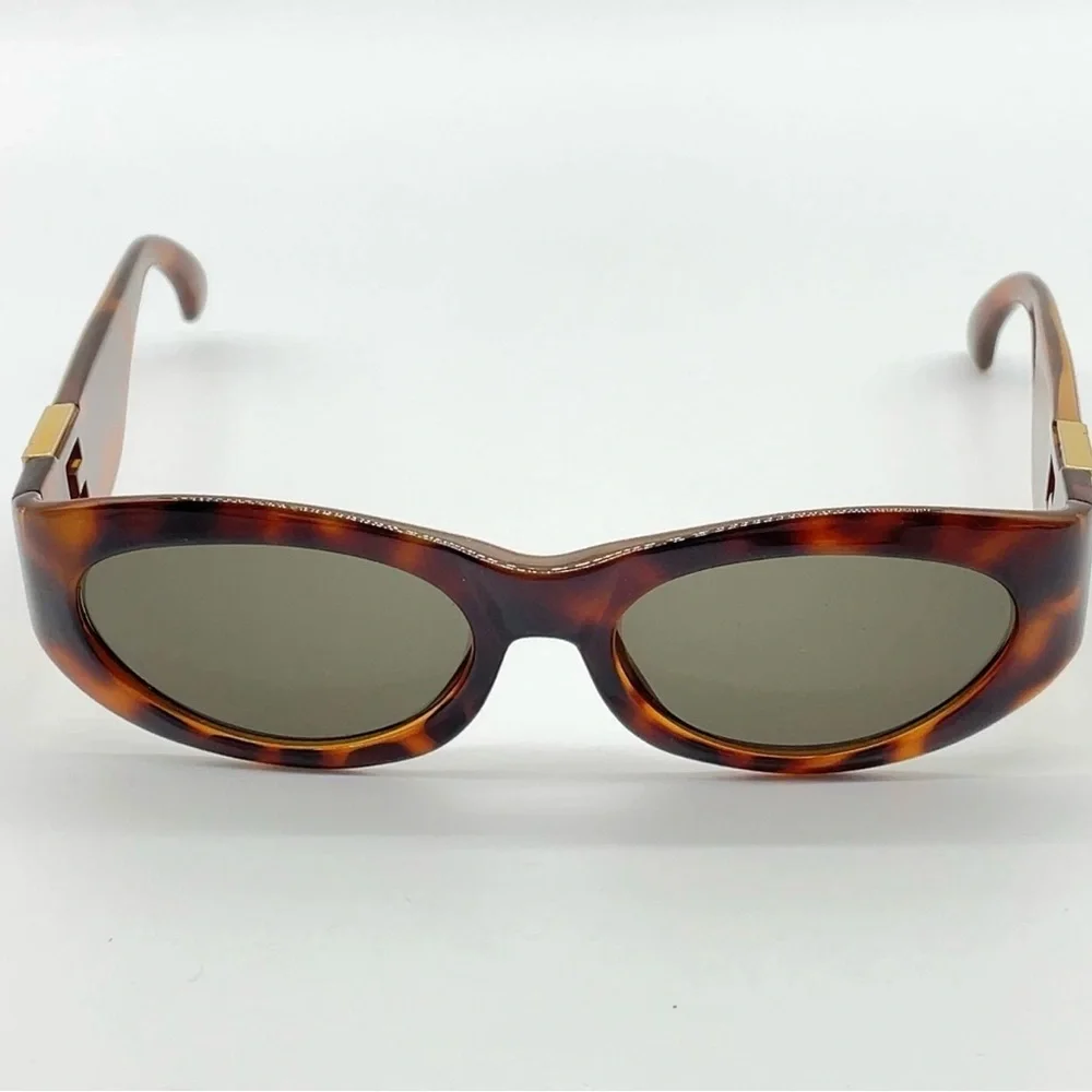 Auth Fendi Gold Logo Brown Print Sunglasses